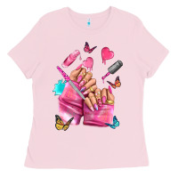 Bubblegum Pink pink nail art hand Ladies Tee - NancyCooperArtShop