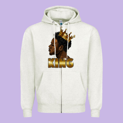 Black King Zipper Hoodie Designed By Fadigitalartstudio