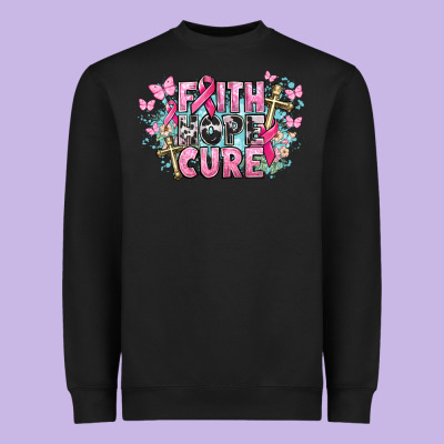 Faith Hope Cure Cancer Awareness Heavyweight Sweatshirt Designed By Howdyjamesfarm