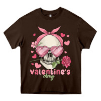 Chocolate Brown valentine's day skull Heavy Core Tee - MaliasSmallBusiness