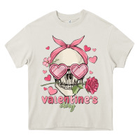 Cream valentine's day skull Heavy Core Tee - MaliasSmallBusiness