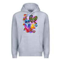 Heather Grey Love pride Premium Hoodie - FaDigitalArtStudio