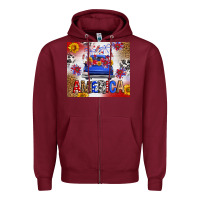 Burgundy Fourth Of July America Truck Zipper Hoodie - FaDigitalArtStudio