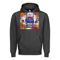 Charcoal Heather Fourth Of July America Truck Zipper Hoodie - FaDigitalArtStudio