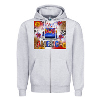 Heather Grey Fourth Of July America Truck Zipper Hoodie - FaDigitalArtStudio