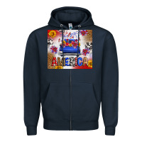 Navy Fourth Of July America Truck Zipper Hoodie - FaDigitalArtStudio