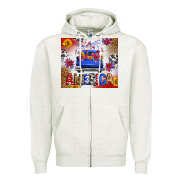 Oatmeal Heather Fourth Of July America Truck Zipper Hoodie - FaDigitalArtStudio