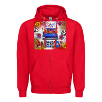 Red Fourth Of July America Truck Zipper Hoodie - FaDigitalArtStudio