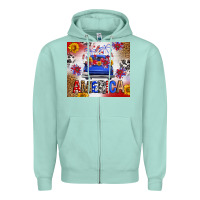 Seafoam Fourth Of July America Truck Zipper Hoodie - FaDigitalArtStudio