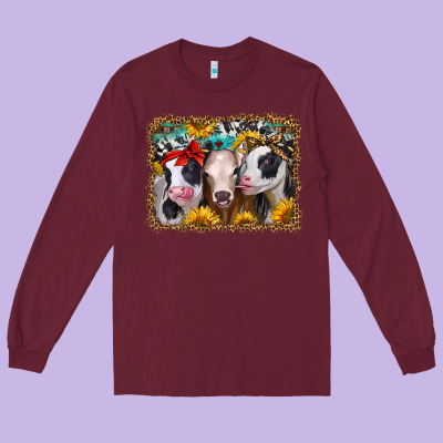 Western Sunflower Heifers Long Sleeve Tee Designed By Jasminsmagicworld