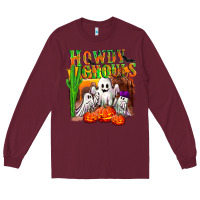 Burgundy Howdy ghouls Long Sleeve Tee - NancyCooperArtShop