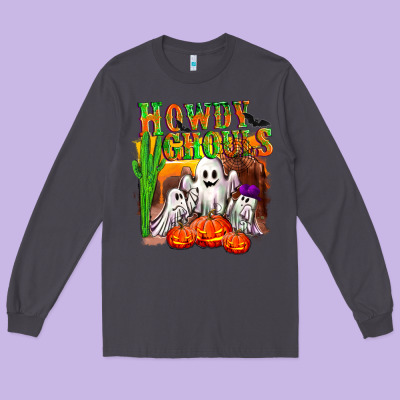 Howdy Ghouls Long Sleeve Tee Designed By Nancycooperartshop