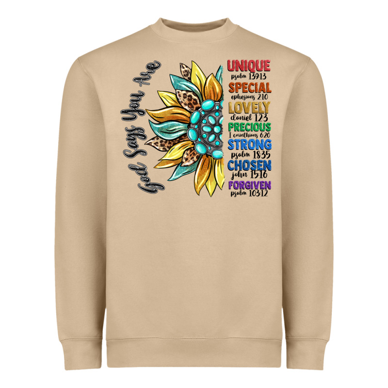 God Says You Are Unique Heavyweight Sweatshirt by CowGirlArtShop | Teevron