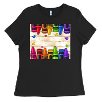 Black custom teacher name crayons Ladies Tee - NancyCooperArtShop