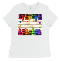 White custom teacher name crayons Ladies Tee - NancyCooperArtShop