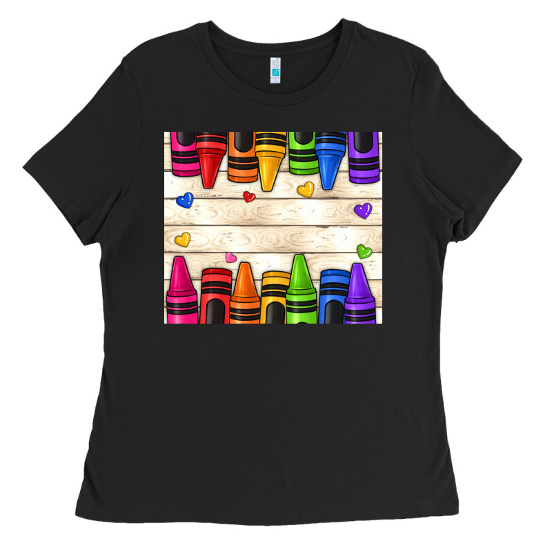 Custom Teacher Name Crayons Ladies Tee by NancyCooperArtShop | Teevron
