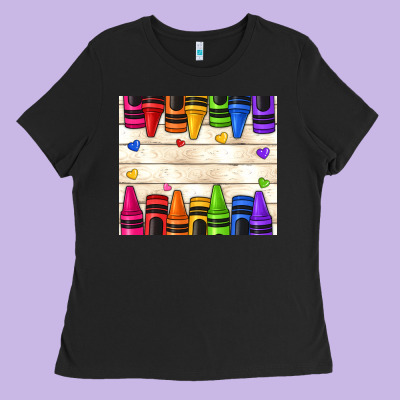 Custom Teacher Name Crayons Ladies Tee Designed By Nancycooperartshop