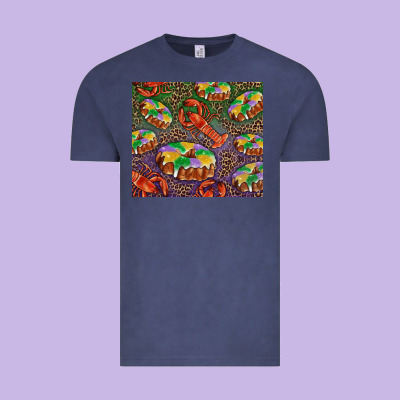 Mardi Gras King Cake And Crawfish Vintage Tee Designed By Ranaportraitstore
