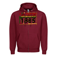 Burgundy Juneteenth 1865 Zipper Hoodie - FaDigitalArtStudio