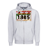 Heather Grey Juneteenth 1865 Zipper Hoodie - FaDigitalArtStudio