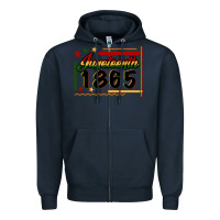 Navy Juneteenth 1865 Zipper Hoodie - FaDigitalArtStudio