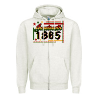 Oatmeal Heather Juneteenth 1865 Zipper Hoodie - FaDigitalArtStudio