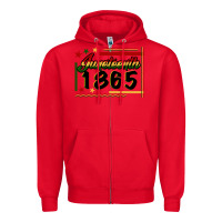 Red Juneteenth 1865 Zipper Hoodie - FaDigitalArtStudio