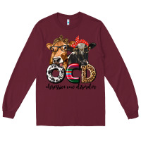 Burgundy OCD Obsessive Cow Disorder Long Sleeve Tee - texasbilliewilder
