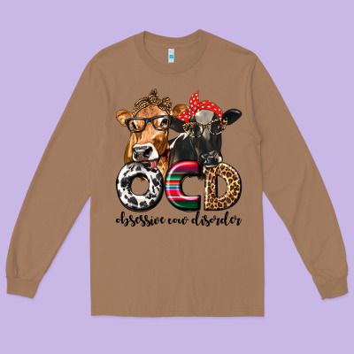 Ocd Obsessive Cow Disorder Long Sleeve Tee Designed By Texasbilliewilder