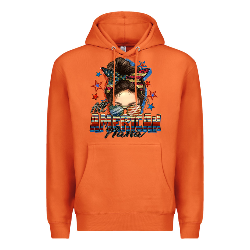 All American Nana Messy Bun Premium Hoodie by FaDigitalArtStudio | Teevron