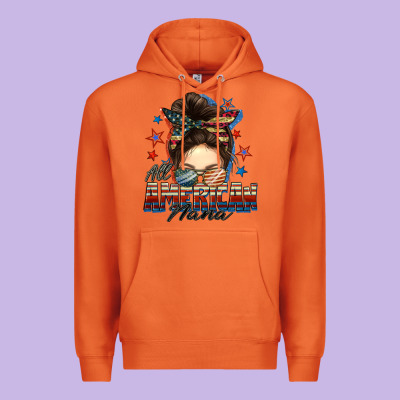 All American Nana Messy Bun Premium Hoodie Designed By Fadigitalartstudio