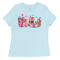 Baby Blue nail tech coffee cups Ladies Tee - NancyCooperArtShop