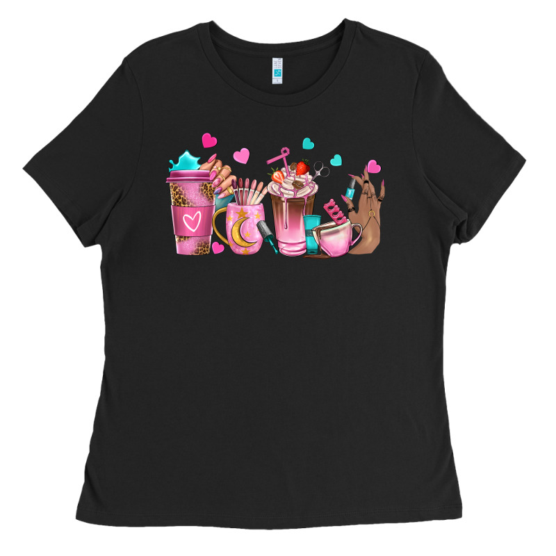 Nail Tech Coffee Cups Ladies Tee by NancyCooperArtShop | Teevron