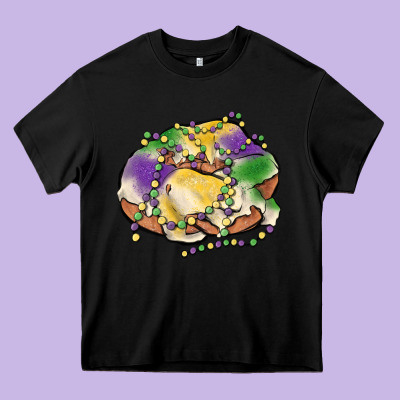 Mardi Gras King Cake Heavy Core Tee Designed By Maliassmallbusiness