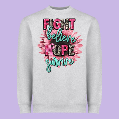 Fight Believe Hope Survive Cancer Awareness Heavyweight Sweatshirt Designed By Cowgirlartshop