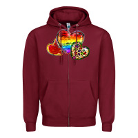 Burgundy Pride hearts Zipper Hoodie - FaDigitalArtStudio