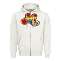 Oatmeal Heather Pride hearts Zipper Hoodie - FaDigitalArtStudio