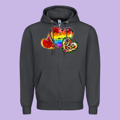 Pride Hearts Zipper Hoodie Designed By Fadigitalartstudio