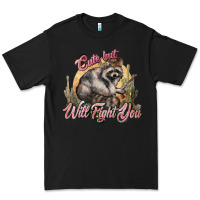 Black cute but will fight you racoon western Premium Tee - NancyCooperArtShop