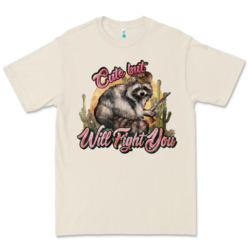 Cute But Will Fight You Racoon Western Premium Tee by NancyCooperArtShop | Teevron