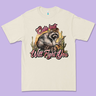Cute But Will Fight You Racoon Western Premium Tee Designed By Nancycooperartshop