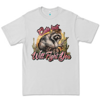 Dove Grey cute but will fight you racoon western Premium Tee - NancyCooperArtShop