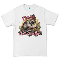 White cute but will fight you racoon western Premium Tee - NancyCooperArtShop