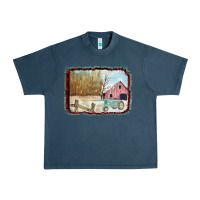 Midnight Navy Christmas Barn Tractor Snow Urban Heavy Tee - Bettercallsaul