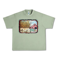 Oil Green Christmas Barn Tractor Snow Urban Heavy Tee - Bettercallsaul