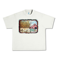 Pistachio Christmas Barn Tractor Snow Urban Heavy Tee - Bettercallsaul