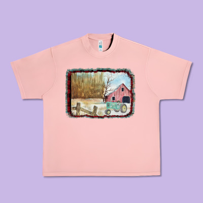 Christmas Barn Tractor Snow Urban Heavy Tee Designed By Bettercallsaul