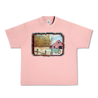 Salmon Christmas Barn Tractor Snow Urban Heavy Tee - Bettercallsaul