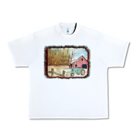 White Christmas Barn Tractor Snow Urban Heavy Tee - Bettercallsaul