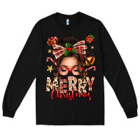 Black merry christmas messy bun Long Sleeve Tee - texasbilliewilder